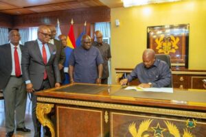 Bills to repeal the E-Levy, Betting Tax, and Emissions Levy are signed by President Mahama.